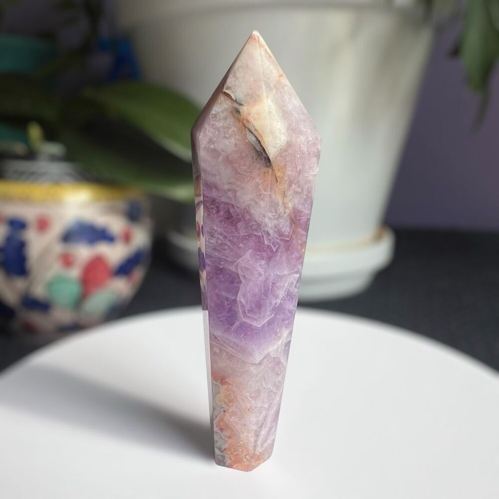 Amethyst Crazy Lace Crystal Wand - Picture 1 of 11